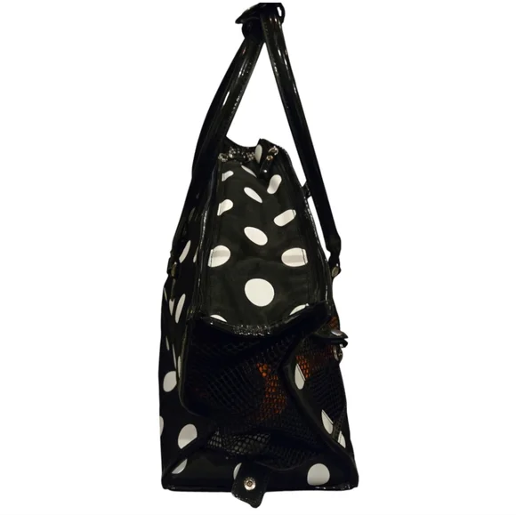 Small Dog Pet Carrier Polka Dot Black and White - Picture 2 of 7